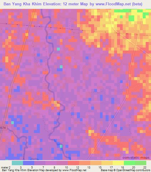 Ban Yang Kha Khim,Thailand Elevation Map