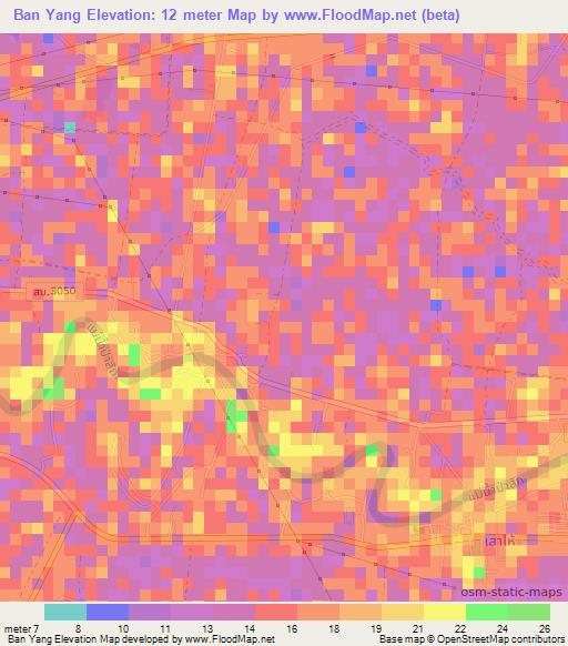 Ban Yang,Thailand Elevation Map