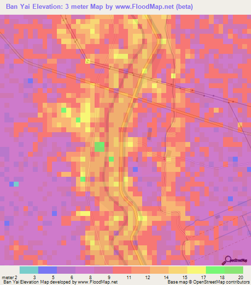 Ban Yai,Thailand Elevation Map