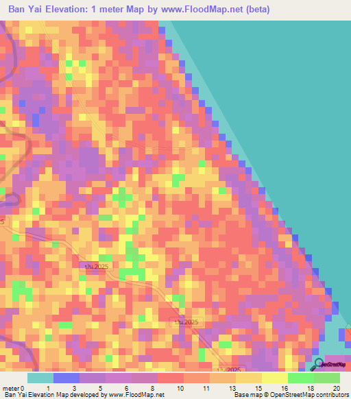 Ban Yai,Thailand Elevation Map