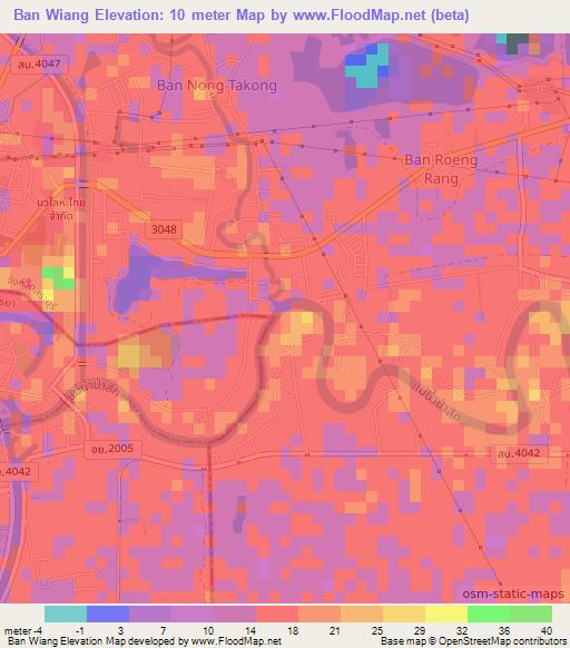 Ban Wiang,Thailand Elevation Map