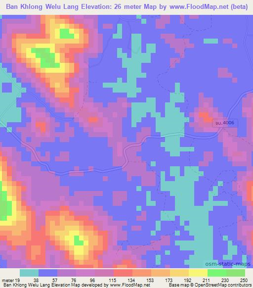 Ban Khlong Welu Lang,Thailand Elevation Map