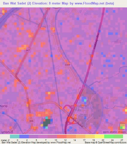 Ban Wat Sadet (2),Thailand Elevation Map