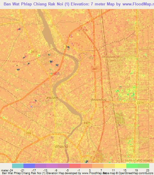Ban Wat Phlap Chiang Rak Noi (1),Thailand Elevation Map