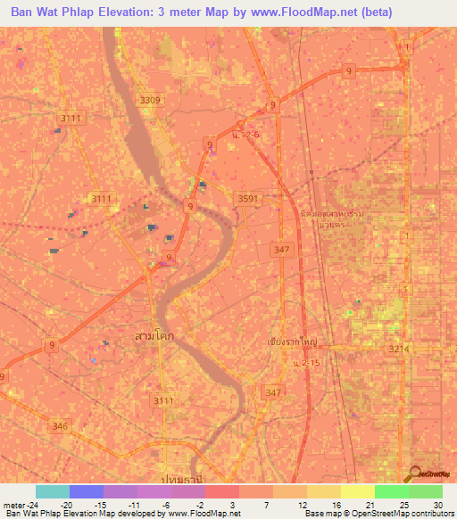 Ban Wat Phlap,Thailand Elevation Map