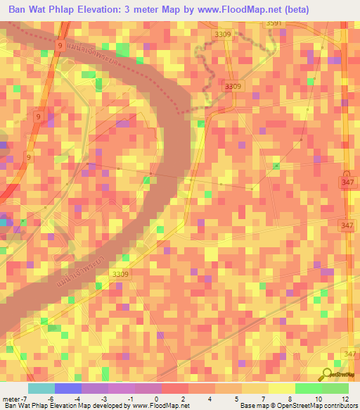 Ban Wat Phlap,Thailand Elevation Map