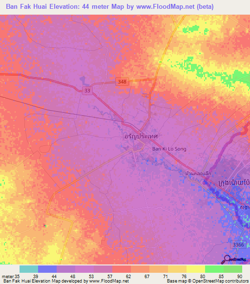 Ban Fak Huai,Thailand Elevation Map