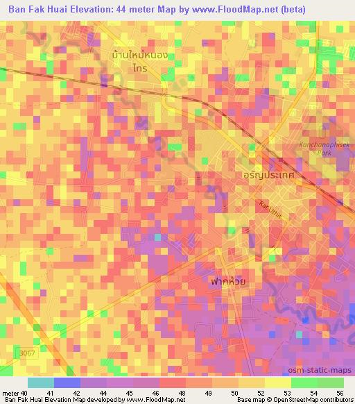 Ban Fak Huai,Thailand Elevation Map
