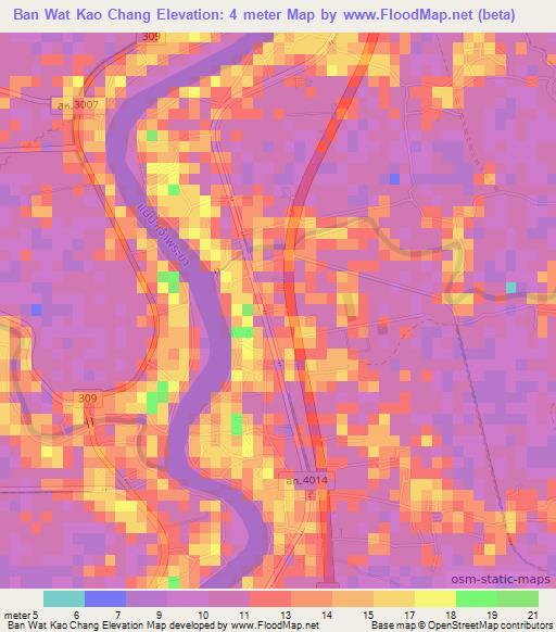 Ban Wat Kao Chang,Thailand Elevation Map