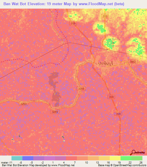 Ban Wat Bot,Thailand Elevation Map