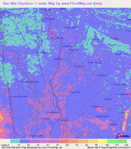 Ban Wat,Thailand Elevation Map