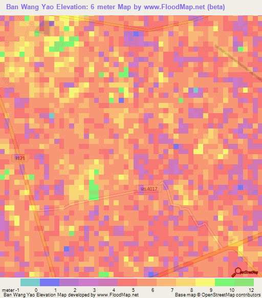 Ban Wang Yao,Thailand Elevation Map