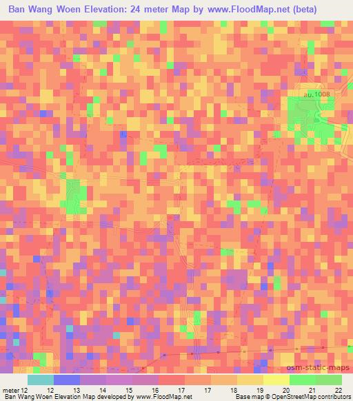 Ban Wang Woen,Thailand Elevation Map