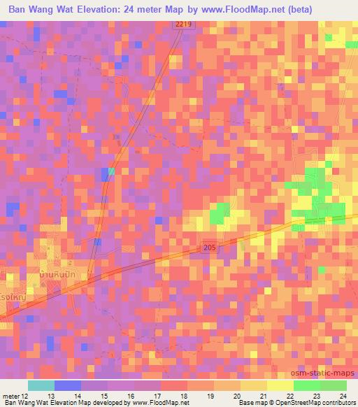 Ban Wang Wat,Thailand Elevation Map