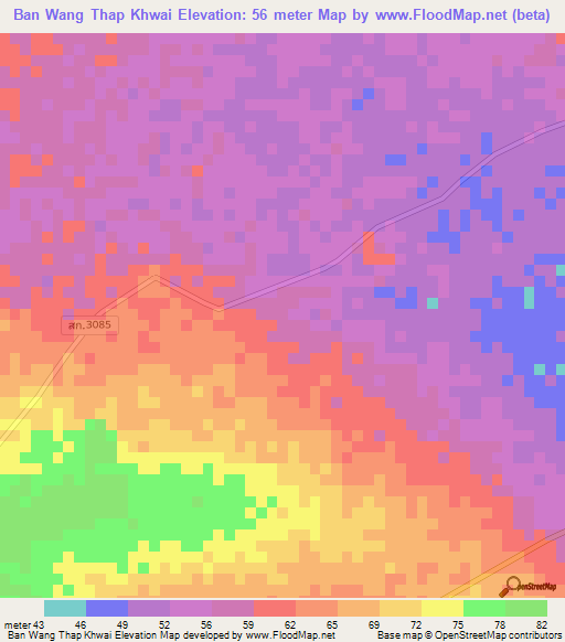 Ban Wang Thap Khwai,Thailand Elevation Map