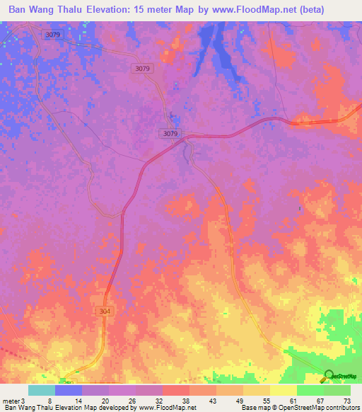 Ban Wang Thalu,Thailand Elevation Map