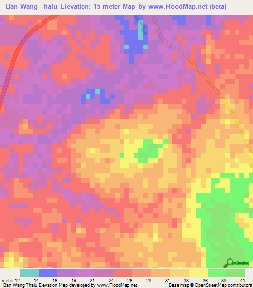 Ban Wang Thalu,Thailand Elevation Map