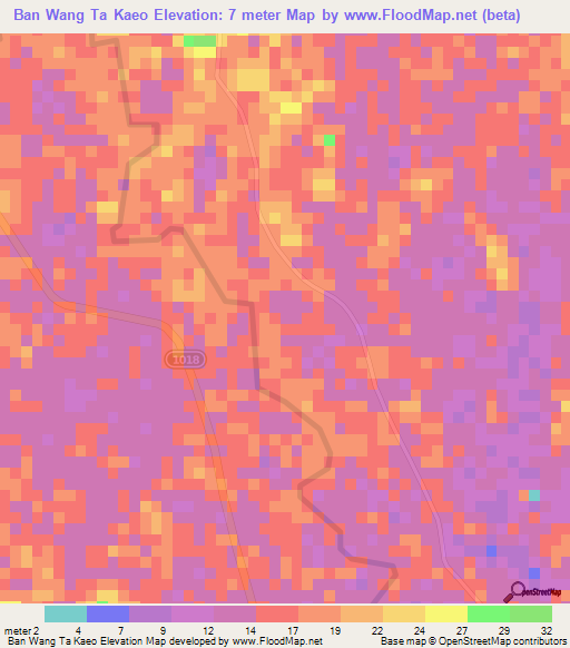 Ban Wang Ta Kaeo,Thailand Elevation Map