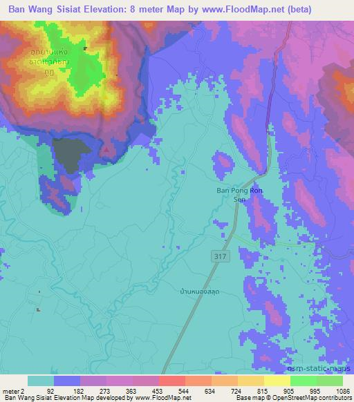 Ban Wang Sisiat,Thailand Elevation Map