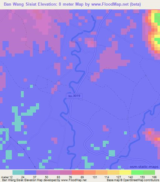 Ban Wang Sisiat,Thailand Elevation Map