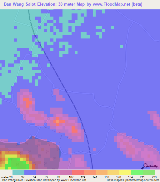 Ban Wang Salot,Thailand Elevation Map