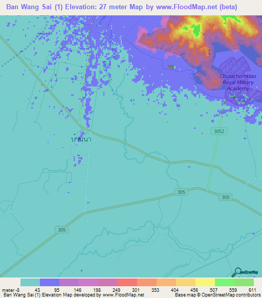 Ban Wang Sai (1),Thailand Elevation Map