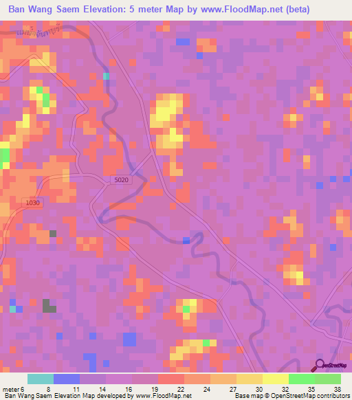 Ban Wang Saem,Thailand Elevation Map