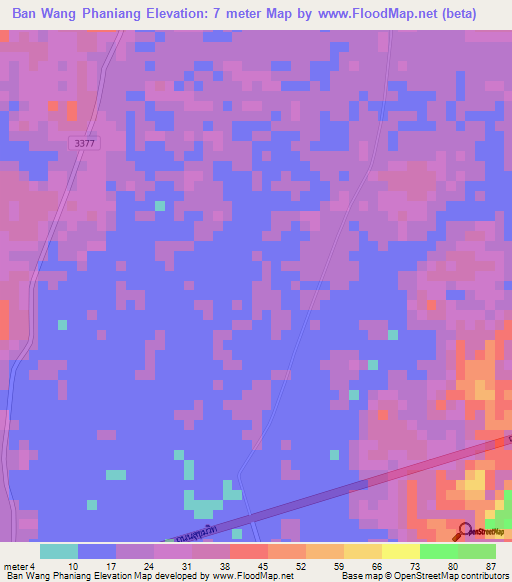 Ban Wang Phaniang,Thailand Elevation Map