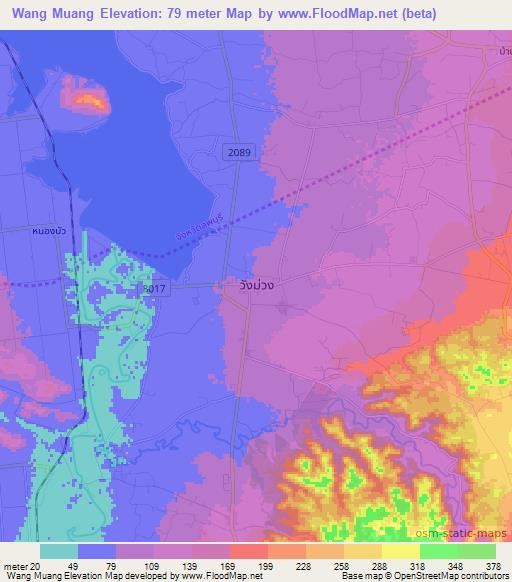 Wang Muang,Thailand Elevation Map