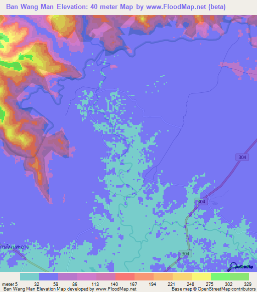 Ban Wang Man,Thailand Elevation Map