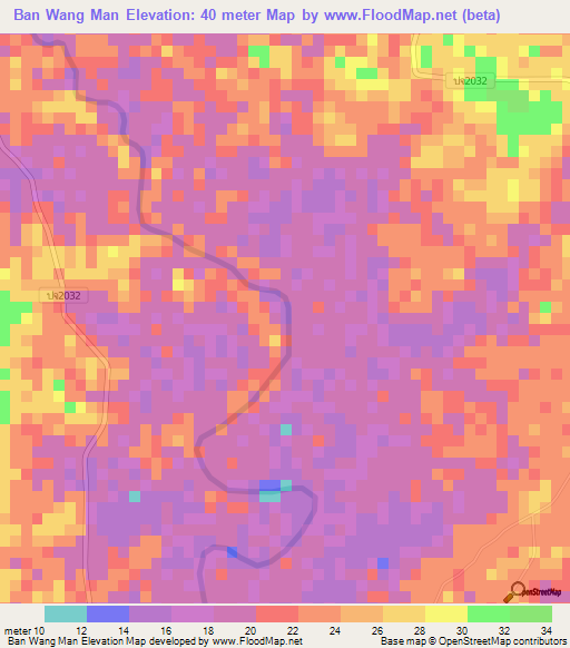 Ban Wang Man,Thailand Elevation Map