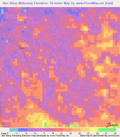 Ban Bang Mafueang,Thailand Elevation Map