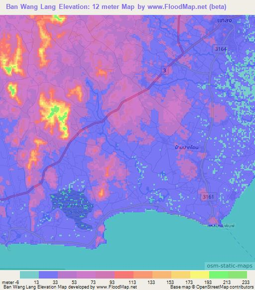 Ban Wang Lang,Thailand Elevation Map