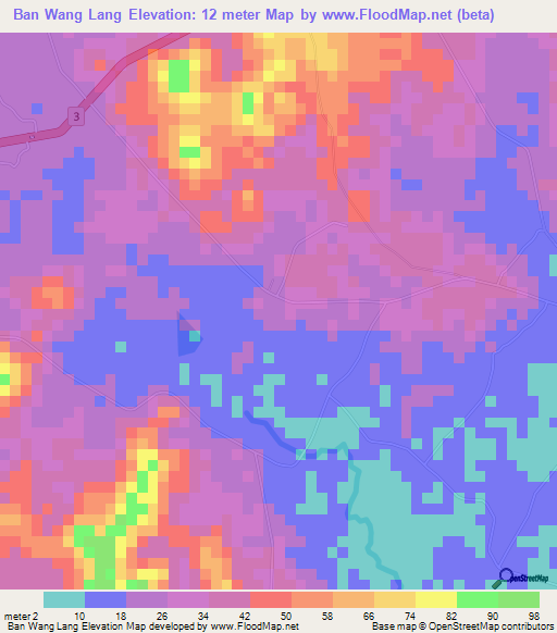 Ban Wang Lang,Thailand Elevation Map