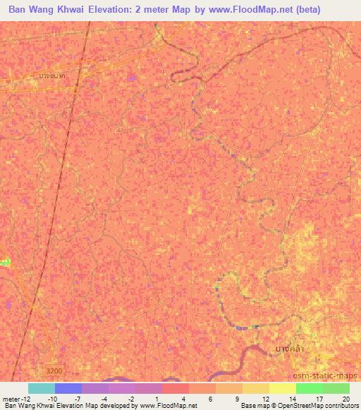 Ban Wang Khwai,Thailand Elevation Map