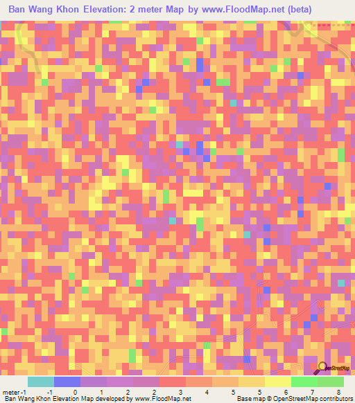 Ban Wang Khon,Thailand Elevation Map