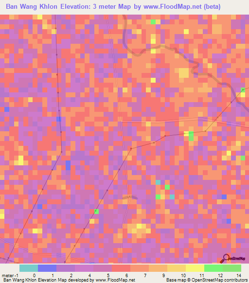 Ban Wang Khlon,Thailand Elevation Map