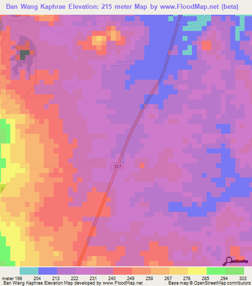 Ban Wang Kaphrae,Thailand Elevation Map