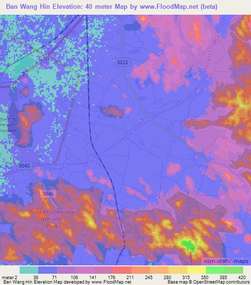 Ban Wang Hin,Thailand Elevation Map