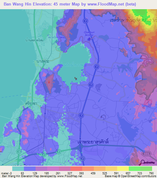 Ban Wang Hin,Thailand Elevation Map