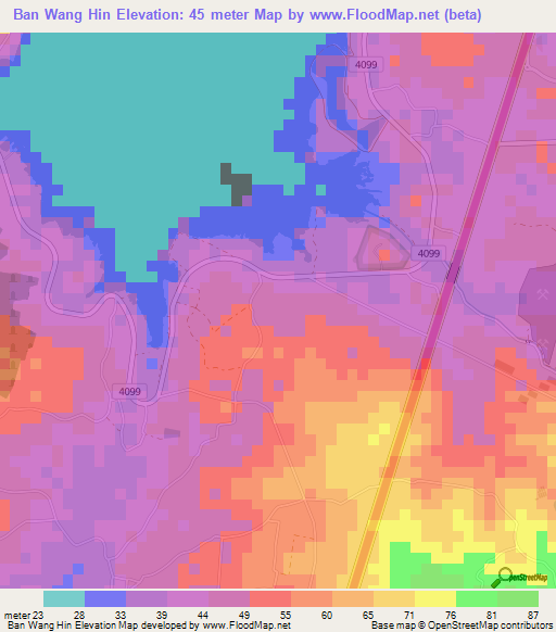 Ban Wang Hin,Thailand Elevation Map