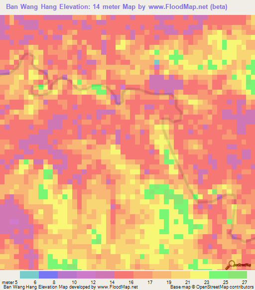 Ban Wang Hang,Thailand Elevation Map