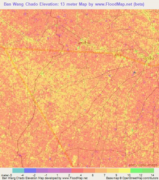 Ban Wang Chado,Thailand Elevation Map