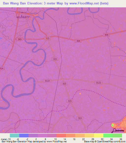 Ban Wang Ban,Thailand Elevation Map