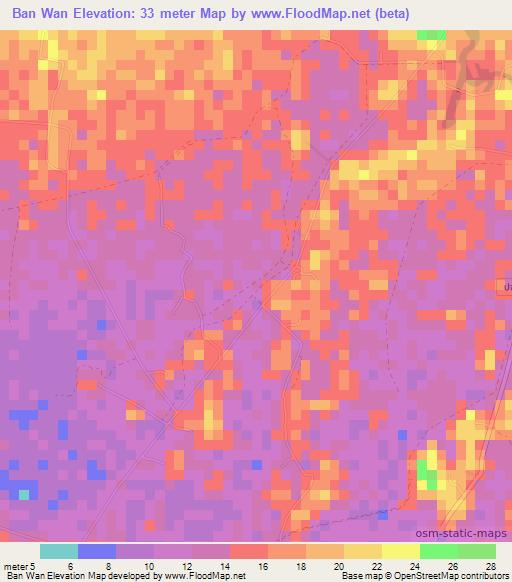 Ban Wan,Thailand Elevation Map