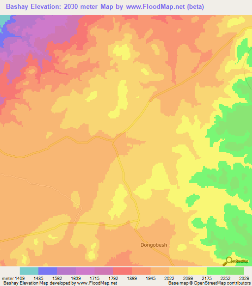 Bashay,Tanzania Elevation Map