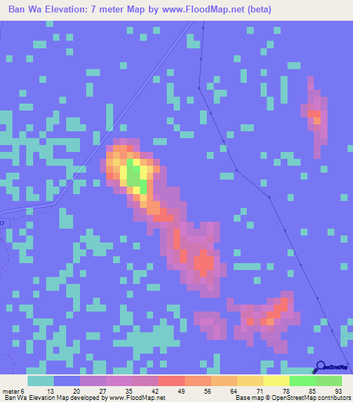 Ban Wa,Thailand Elevation Map