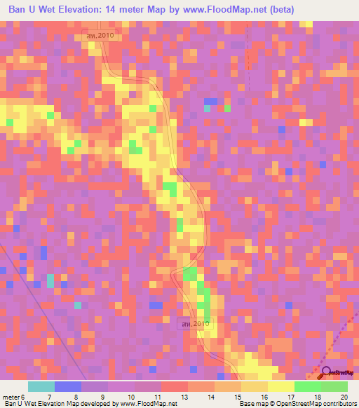 Ban U Wet,Thailand Elevation Map