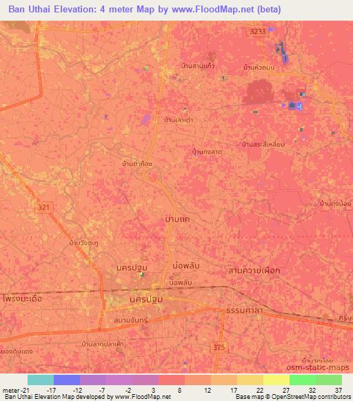 Ban Uthai,Thailand Elevation Map