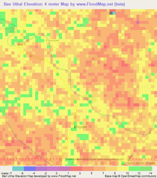 Ban Uthai,Thailand Elevation Map